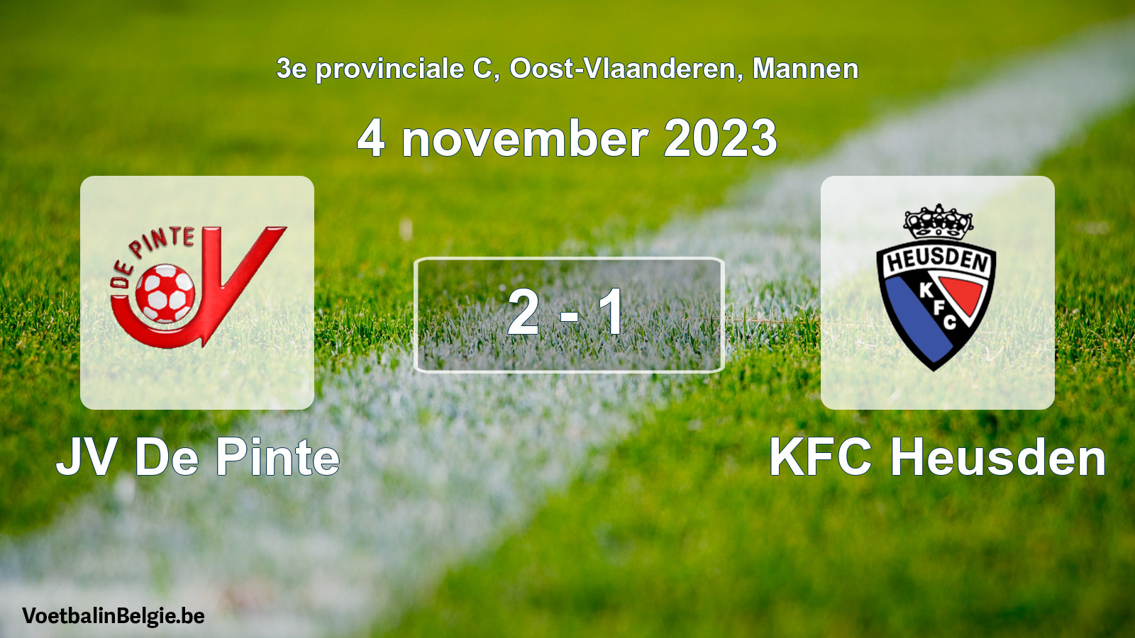 Gespeelde wedstrijd mannenvoetbal: JV De Pinte - KFC Heusden 2 - 1 (4 november 2023)