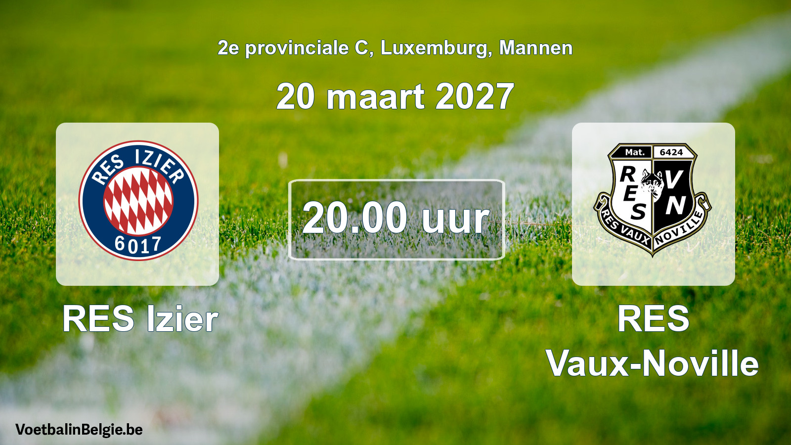 Match prévu football hommes: RES Izier - RES Vaux-Noville (20 mars 2027)