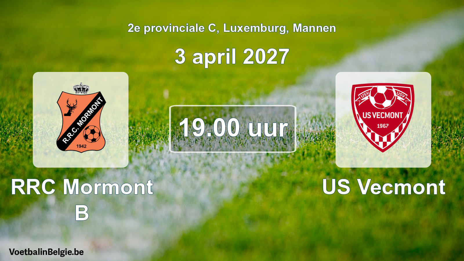 Geplande wedstrijd mannenvoetbal: RRC Mormont B - US Vecmont (3 april 2027)