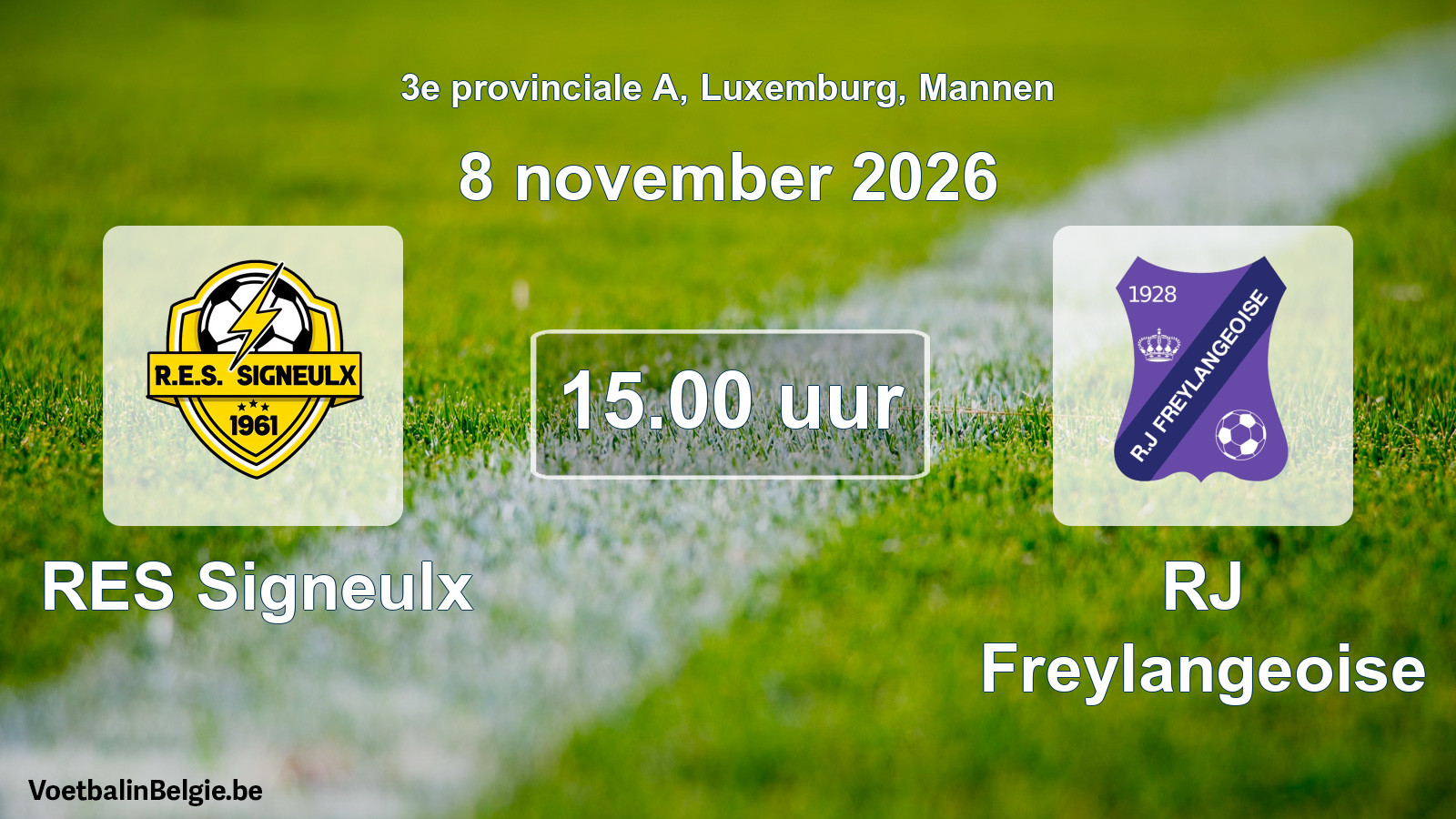 Geplande wedstrijd mannenvoetbal: RES Signeulx - RJ Freylangeoise (8 november 2026)