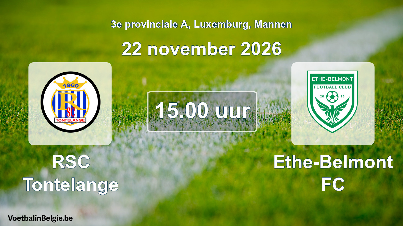 Match prévu football hommes: RSC Tontelange - Ethe-Belmont FC (22 novembre 2026)