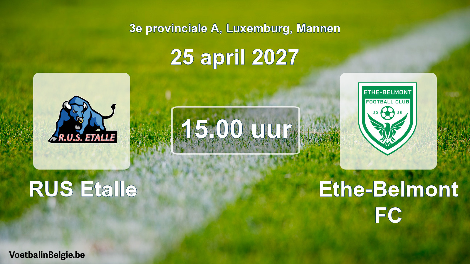 Match prévu football hommes: RUS Etalle - Ethe-Belmont FC (25 avril 2027)