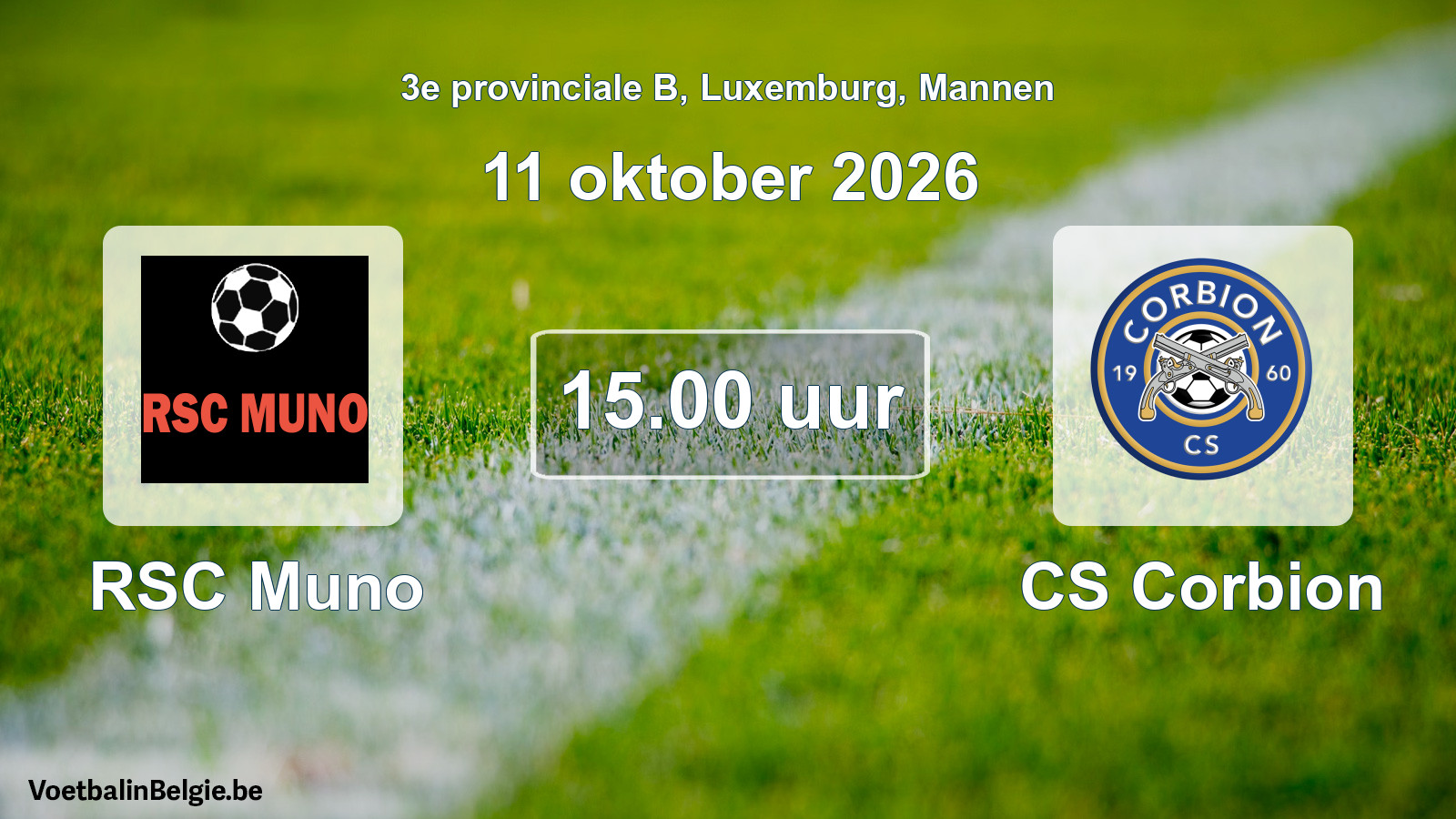 Geplande wedstrijd mannenvoetbal: RSC Muno - CS Corbion (11 oktober 2026)