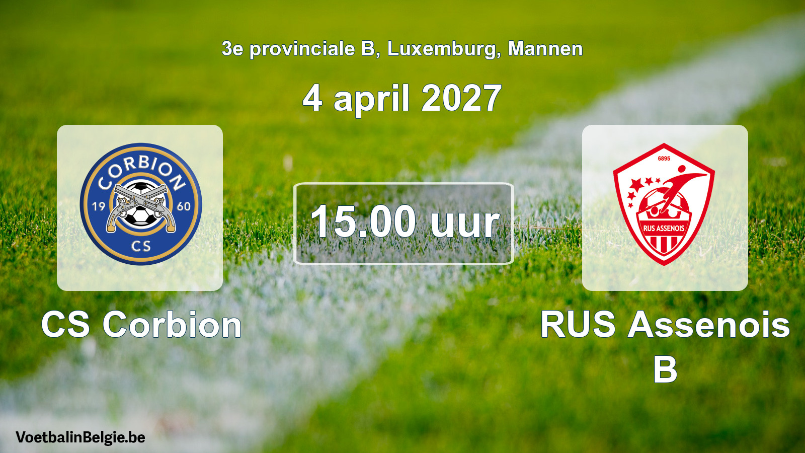 Geplande wedstrijd mannenvoetbal: CS Corbion - RUS Assenois B (4 april 2027)