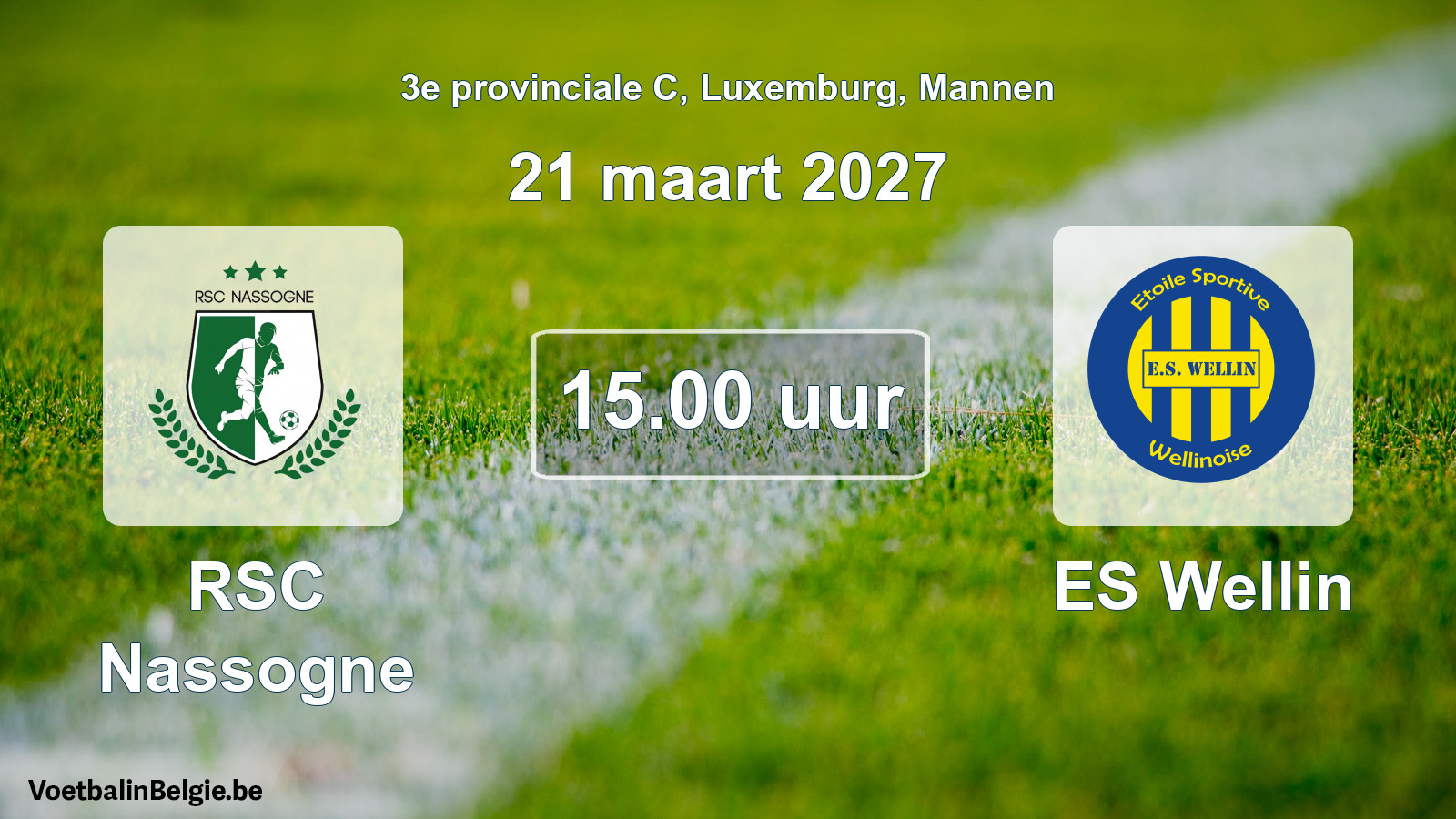 Geplande wedstrijd mannenvoetbal: RSC Nassogne - ES Wellin (21 maart 2027)