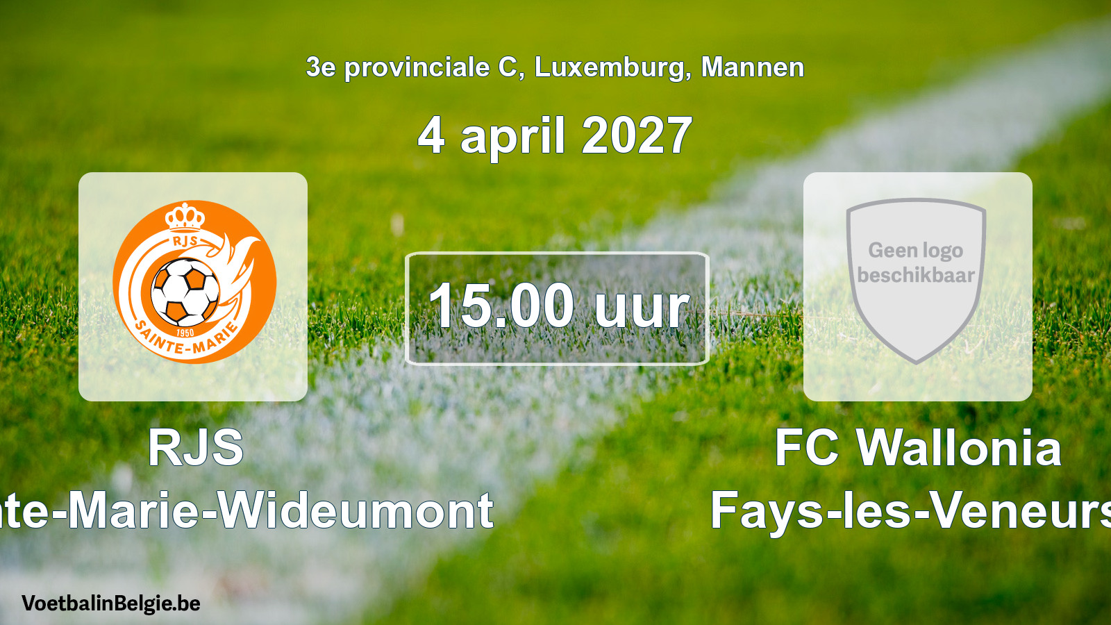 Geplande wedstrijd mannenvoetbal: RJS Sainte-Marie-Wideumont - FC Wallonia Fays-les-Veneurs (4 april 2027)