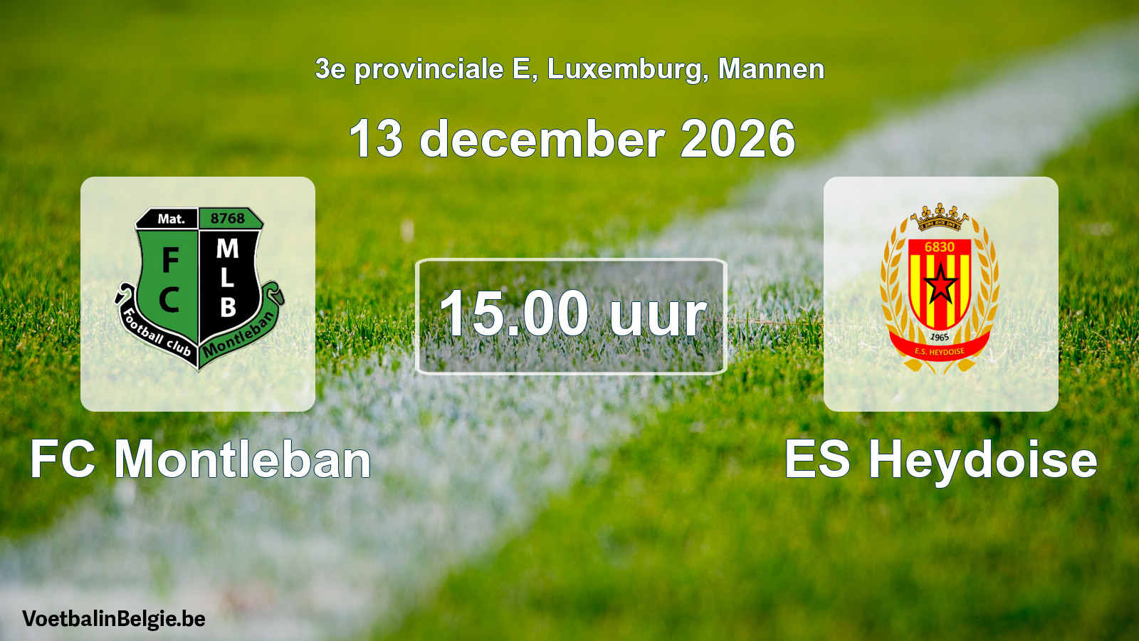 Geplande wedstrijd mannenvoetbal: FC Montleban - ES Heydoise (13 december 2026)