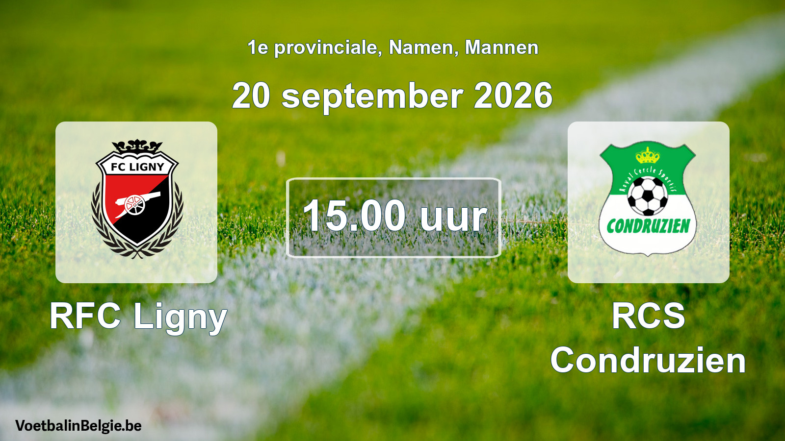 Geplande wedstrijd mannenvoetbal: RFC Ligny - RCS Condruzien (20 september 2026)