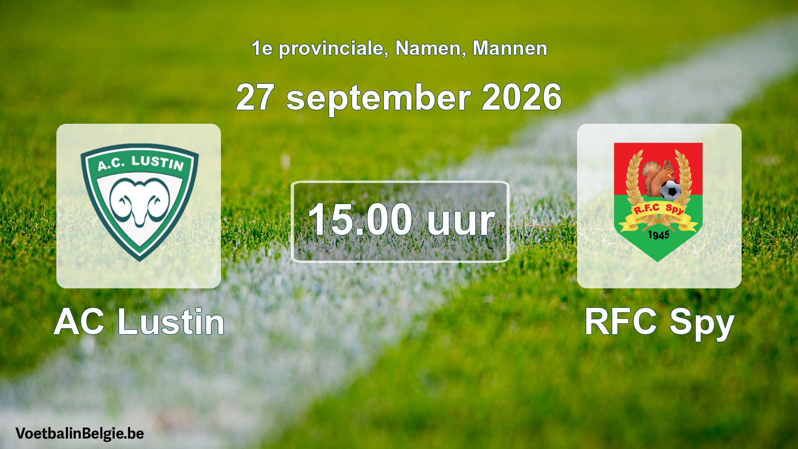 Geplande wedstrijd mannenvoetbal: AC Lustin - RFC Spy (27 september 2026)