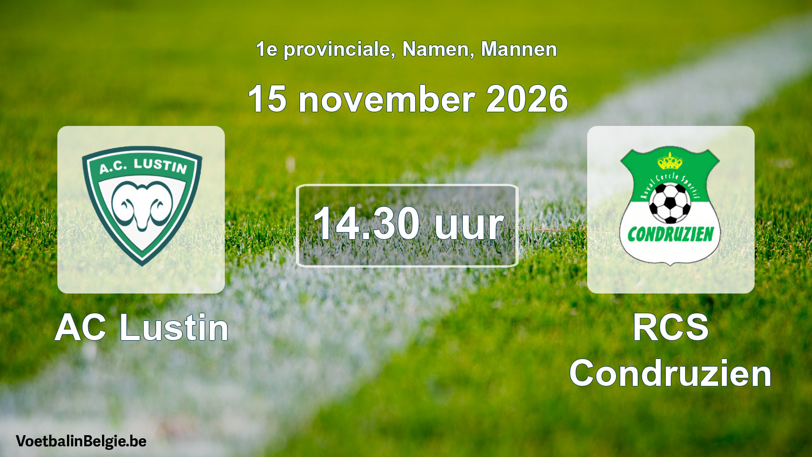 Geplande wedstrijd mannenvoetbal: AC Lustin - RCS Condruzien (15 november 2026)