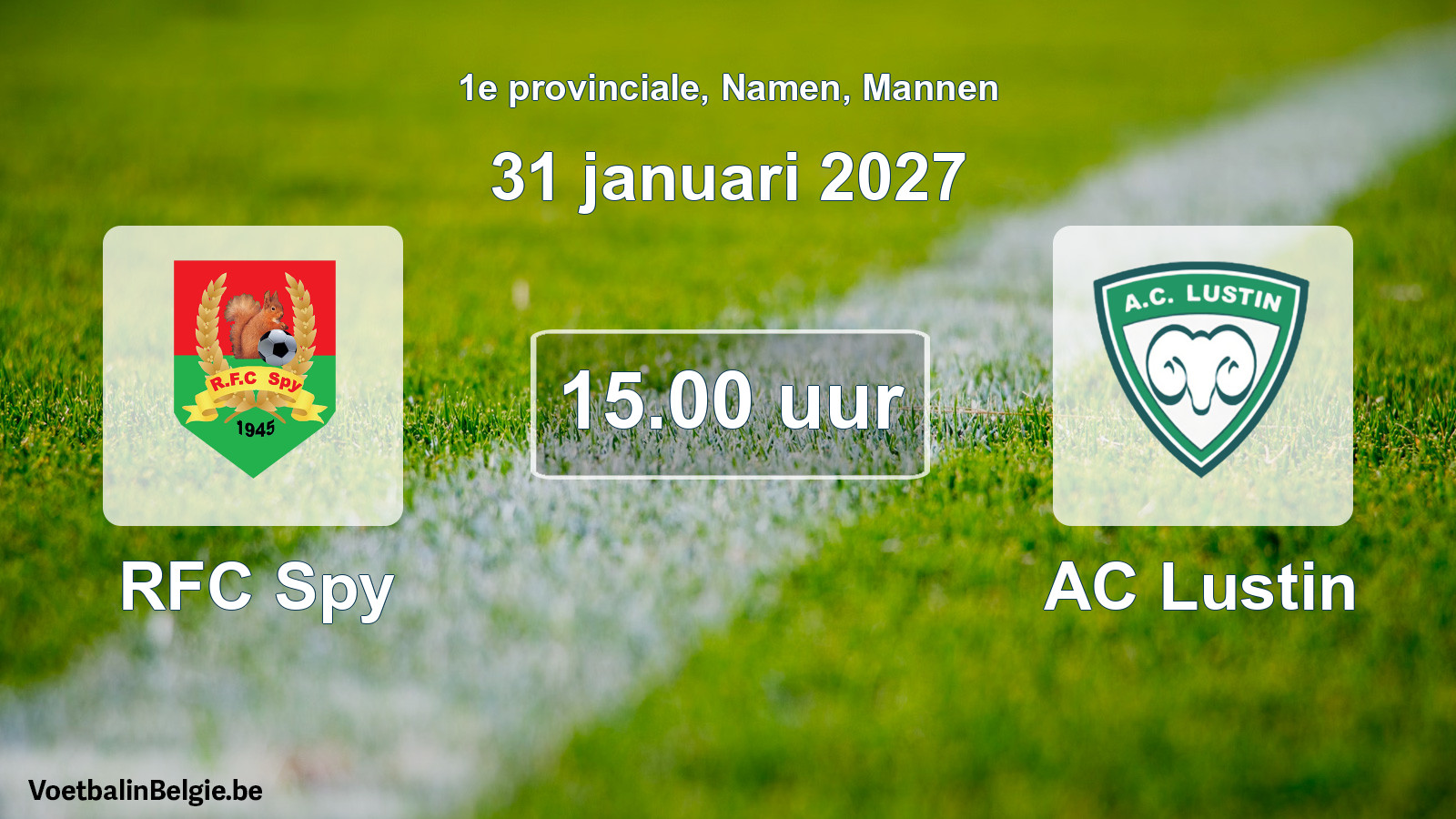 Geplande wedstrijd mannenvoetbal: RFC Spy - AC Lustin (31 januari 2027)