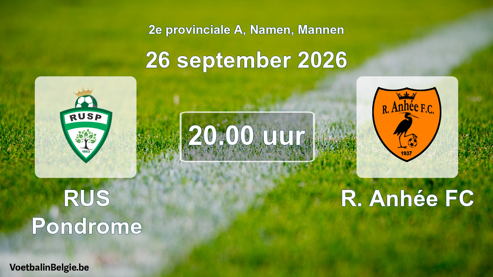 Geplande wedstrijd mannenvoetbal: RUS Pondrome - R. Anhée FC (26 september 2026)