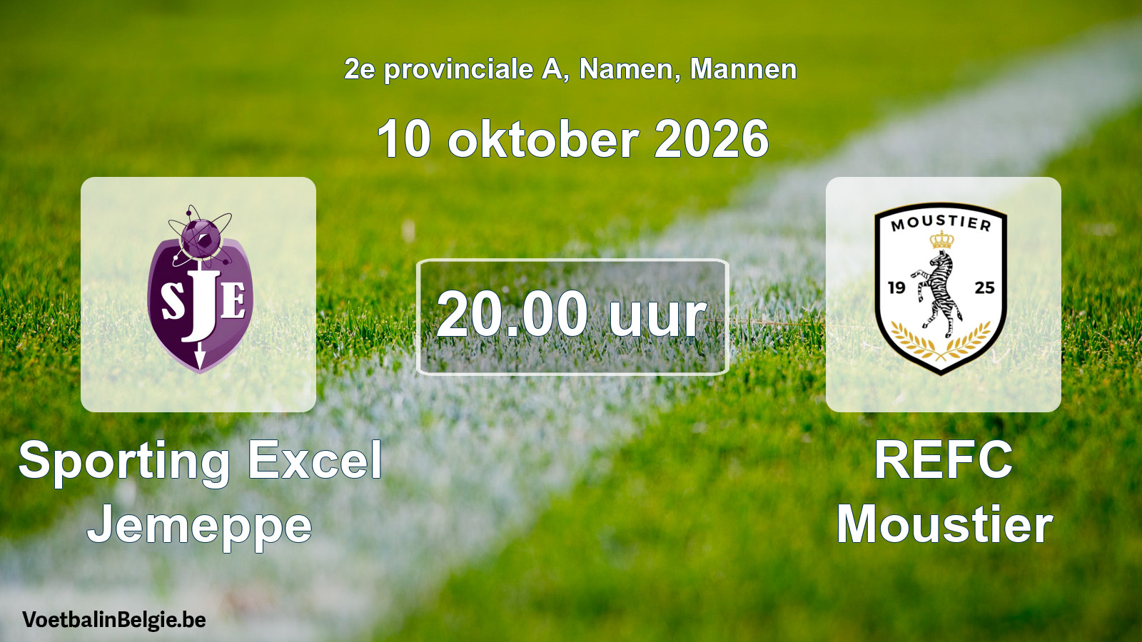 Geplande wedstrijd mannenvoetbal: Sporting Excel Jemeppe - REFC Moustier (10 oktober 2026)