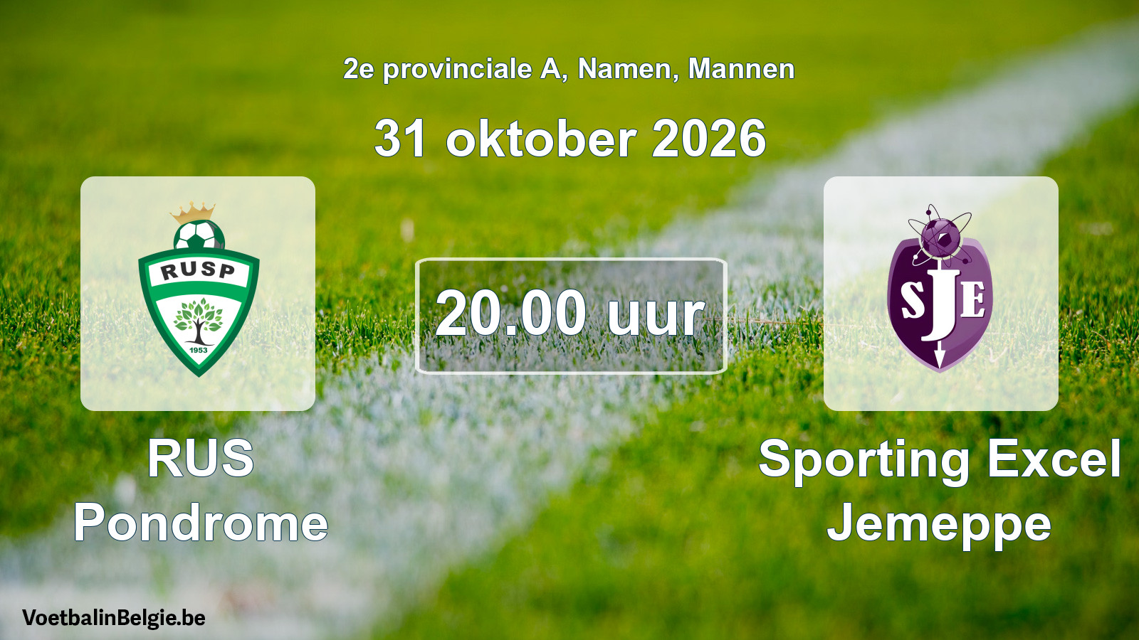 Geplande wedstrijd mannenvoetbal: RUS Pondrome - Sporting Excel Jemeppe (31 oktober 2026)