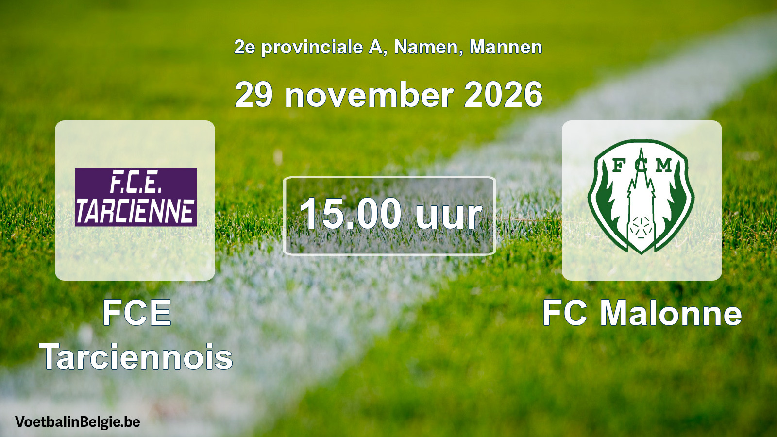 Geplande wedstrijd mannenvoetbal: FCE Tarciennois - FC Malonne (29 november 2026)
