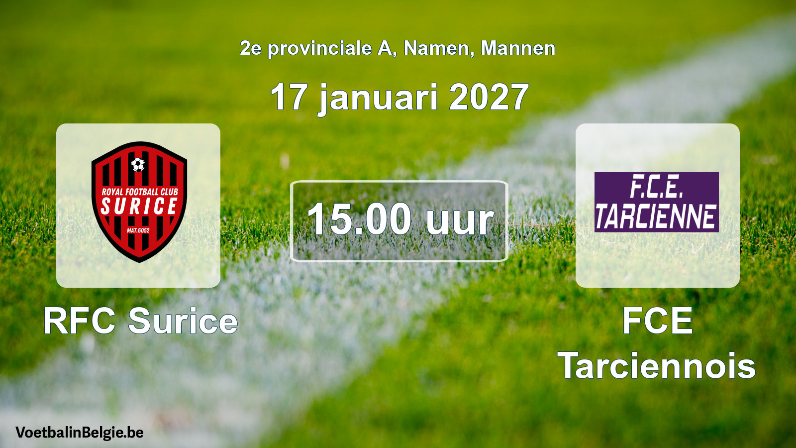 Geplande wedstrijd mannenvoetbal: RFC Surice - FCE Tarciennois (17 januari 2027)