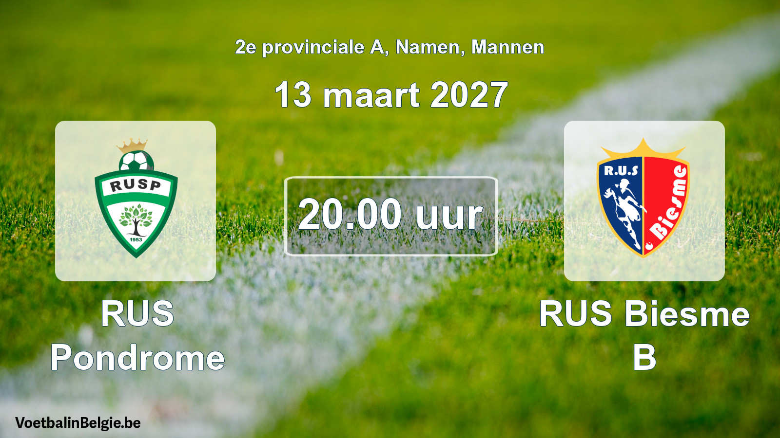 Geplande wedstrijd mannenvoetbal: RUS Pondrome - RUS Biesme B (13 maart 2027)