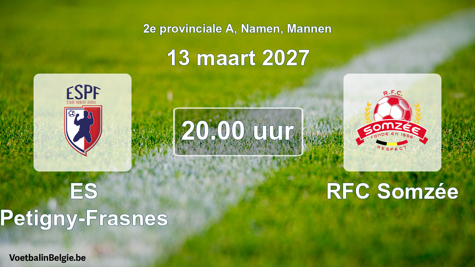 Geplande wedstrijd mannenvoetbal: ES Petigny-Frasnes - RFC Somzée (13 maart 2027)