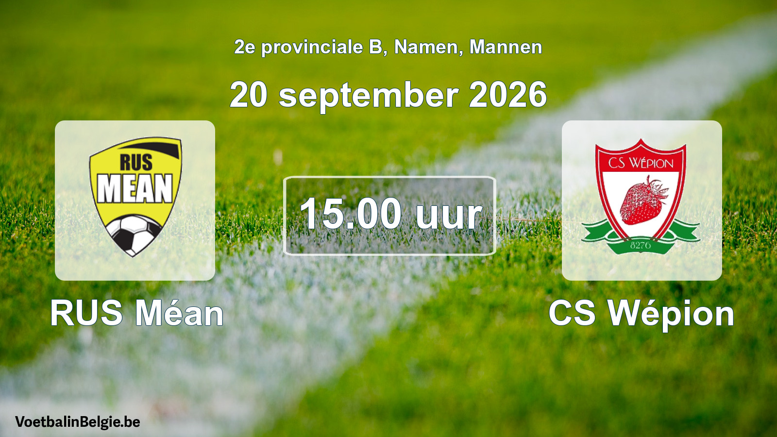 Geplande wedstrijd mannenvoetbal: RUS Méan - CS Wépion (20 september 2026)