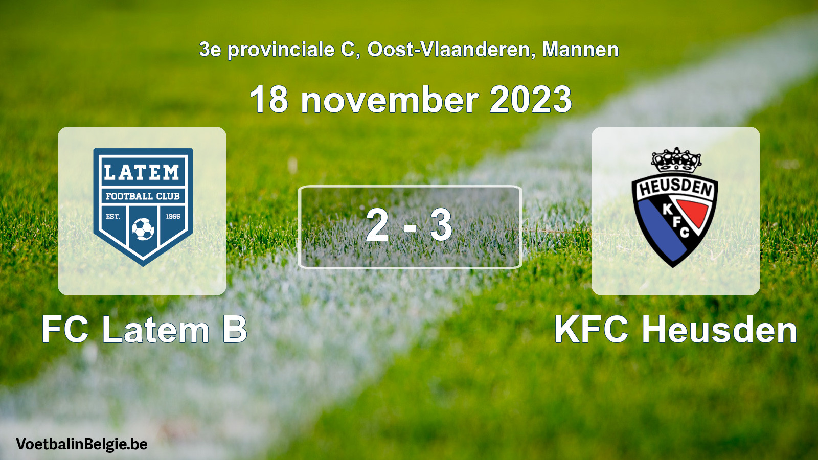 Gespeelde wedstrijd mannenvoetbal: FC Latem B - KFC Heusden 2 - 3 (18 november 2023)