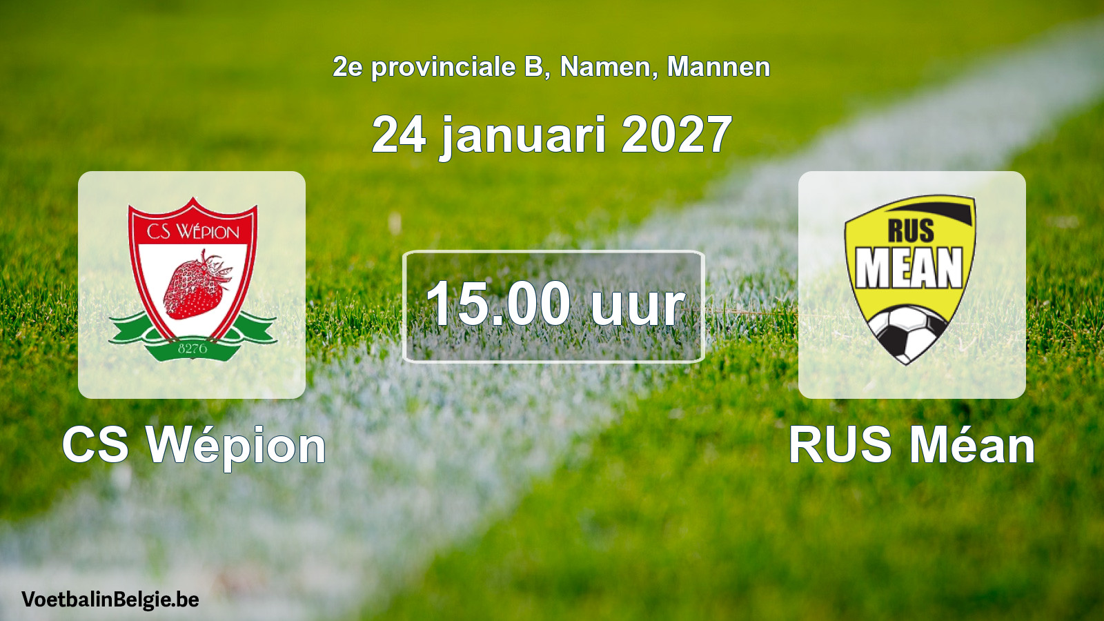 Geplande wedstrijd mannenvoetbal: CS Wépion - RUS Méan (24 januari 2027)