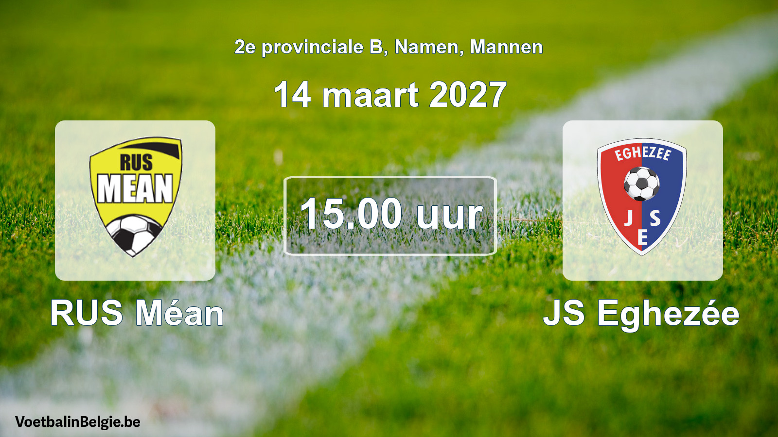 Geplande wedstrijd mannenvoetbal: RUS Méan - JS Eghezée (14 maart 2027)