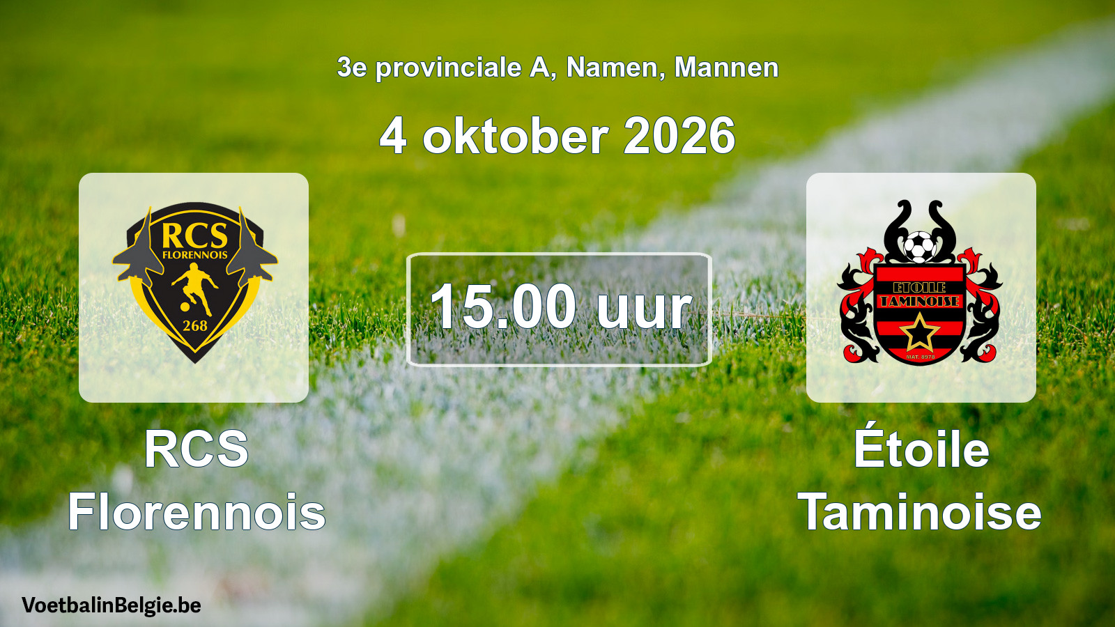 Geplande wedstrijd mannenvoetbal: RCS Florennois - Étoile Taminoise (4 oktober 2026)