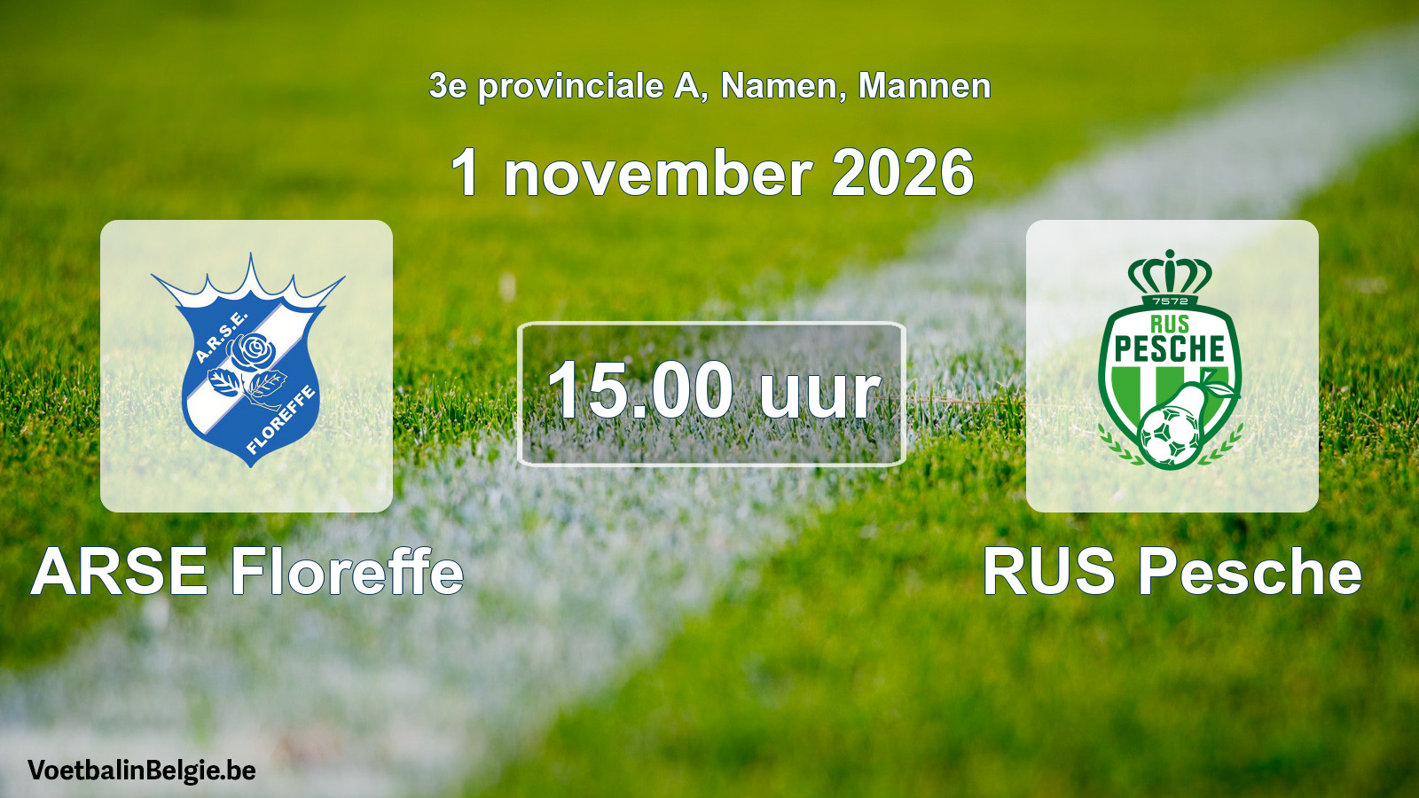Geplande wedstrijd mannenvoetbal: ARSE Floreffe - RUS Pesche (1 november 2026)