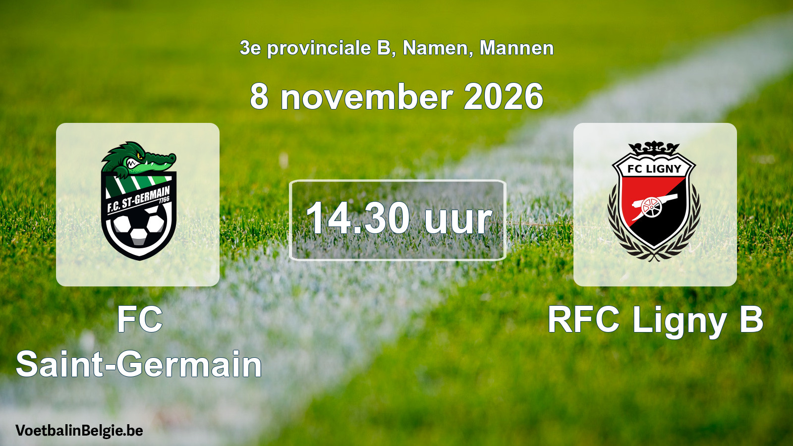 Geplande wedstrijd mannenvoetbal: FC Saint-Germain - RFC Ligny B (8 november 2026)