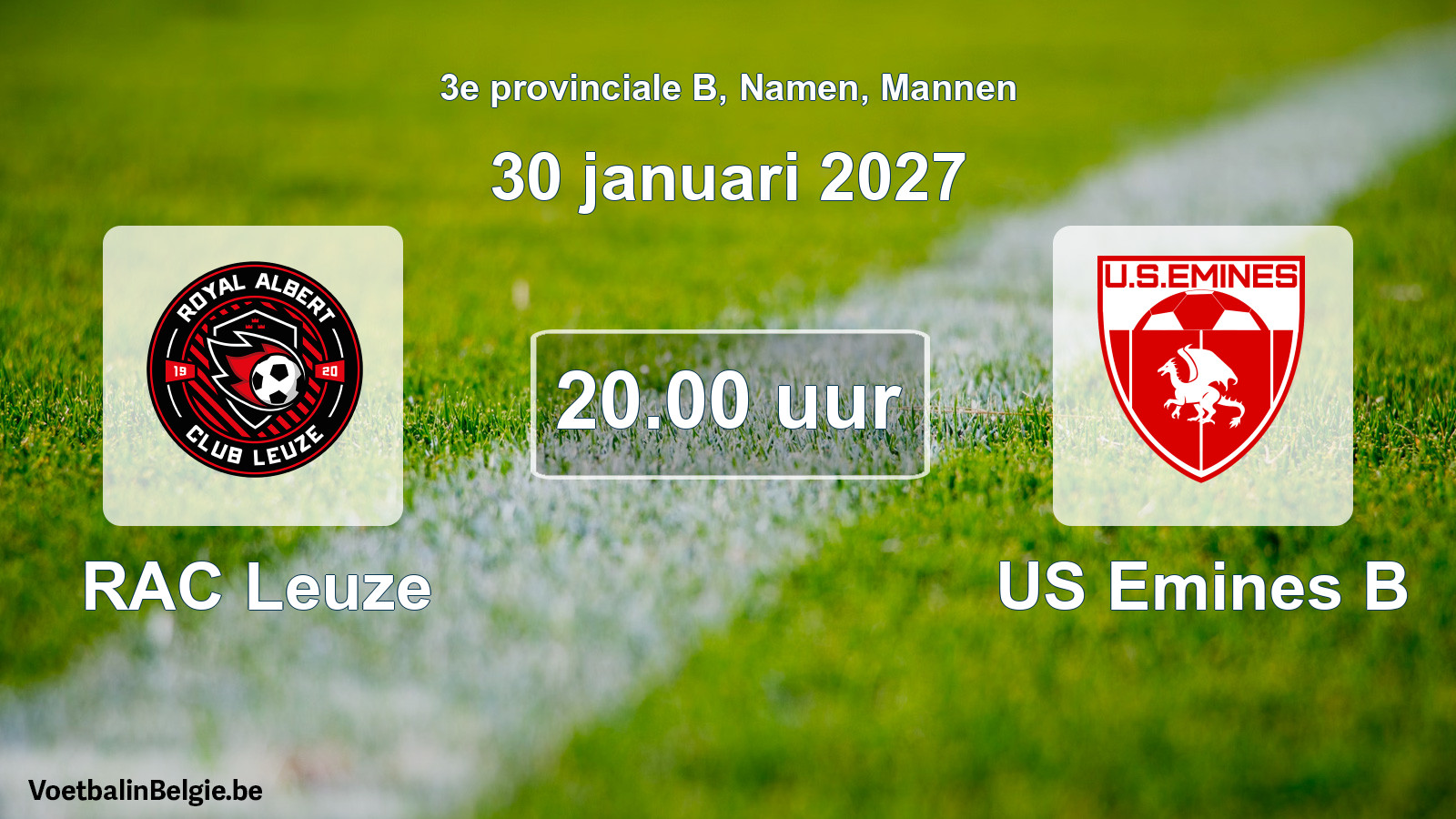 Geplande wedstrijd mannenvoetbal: RAC Leuze - US Emines B (30 januari 2027)