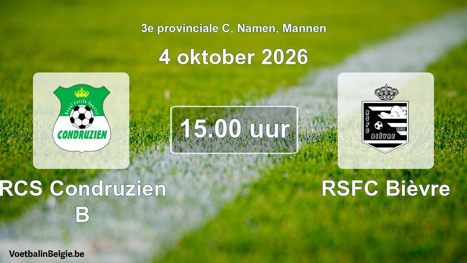Geplande wedstrijd mannenvoetbal: RCS Condruzien B - RSFC Bièvre (4 oktober 2026)