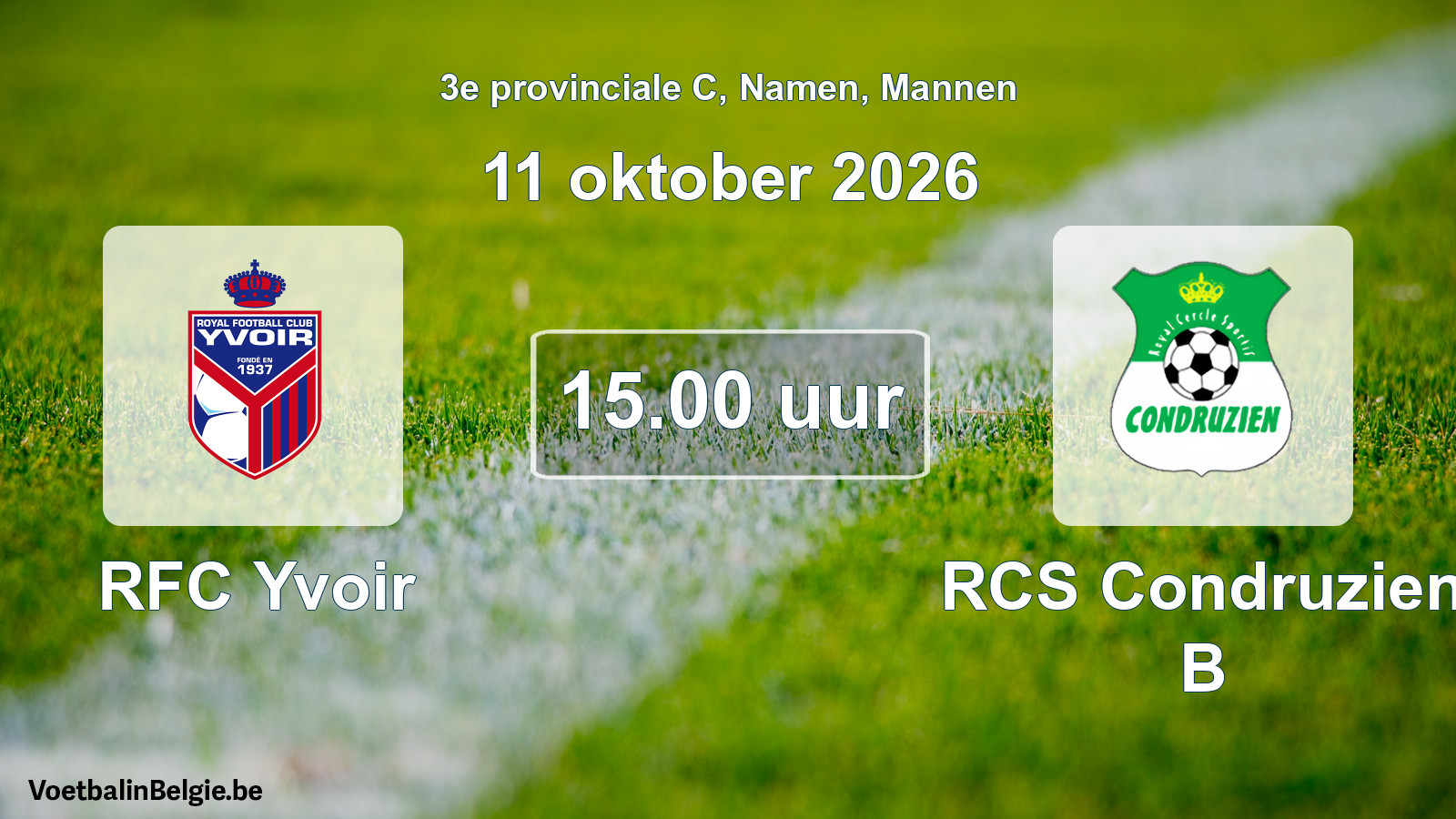 Geplande wedstrijd mannenvoetbal: RFC Yvoir - RCS Condruzien B (11 oktober 2026)