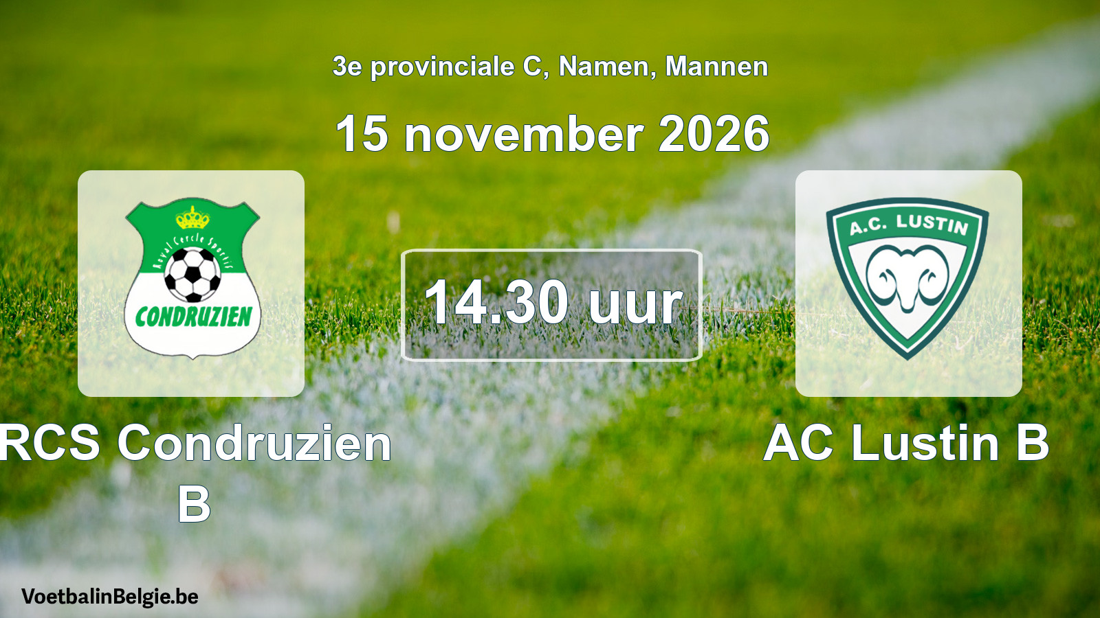 Geplande wedstrijd mannenvoetbal: RCS Condruzien B - AC Lustin B (15 november 2026)