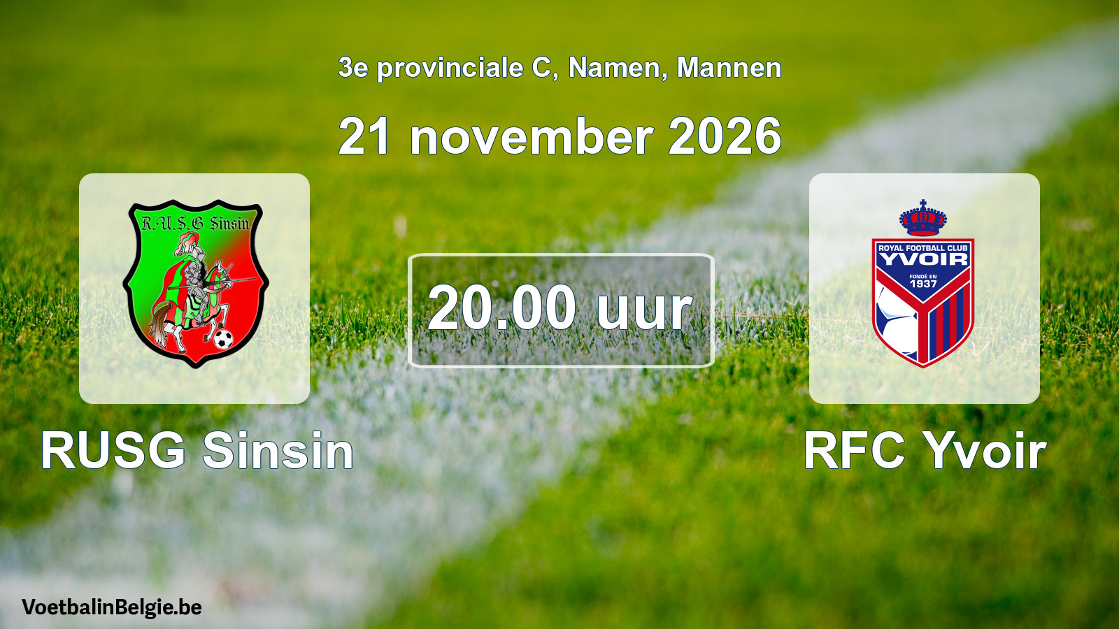 Geplande wedstrijd mannenvoetbal: RUSG Sinsin - RFC Yvoir (21 november 2026)