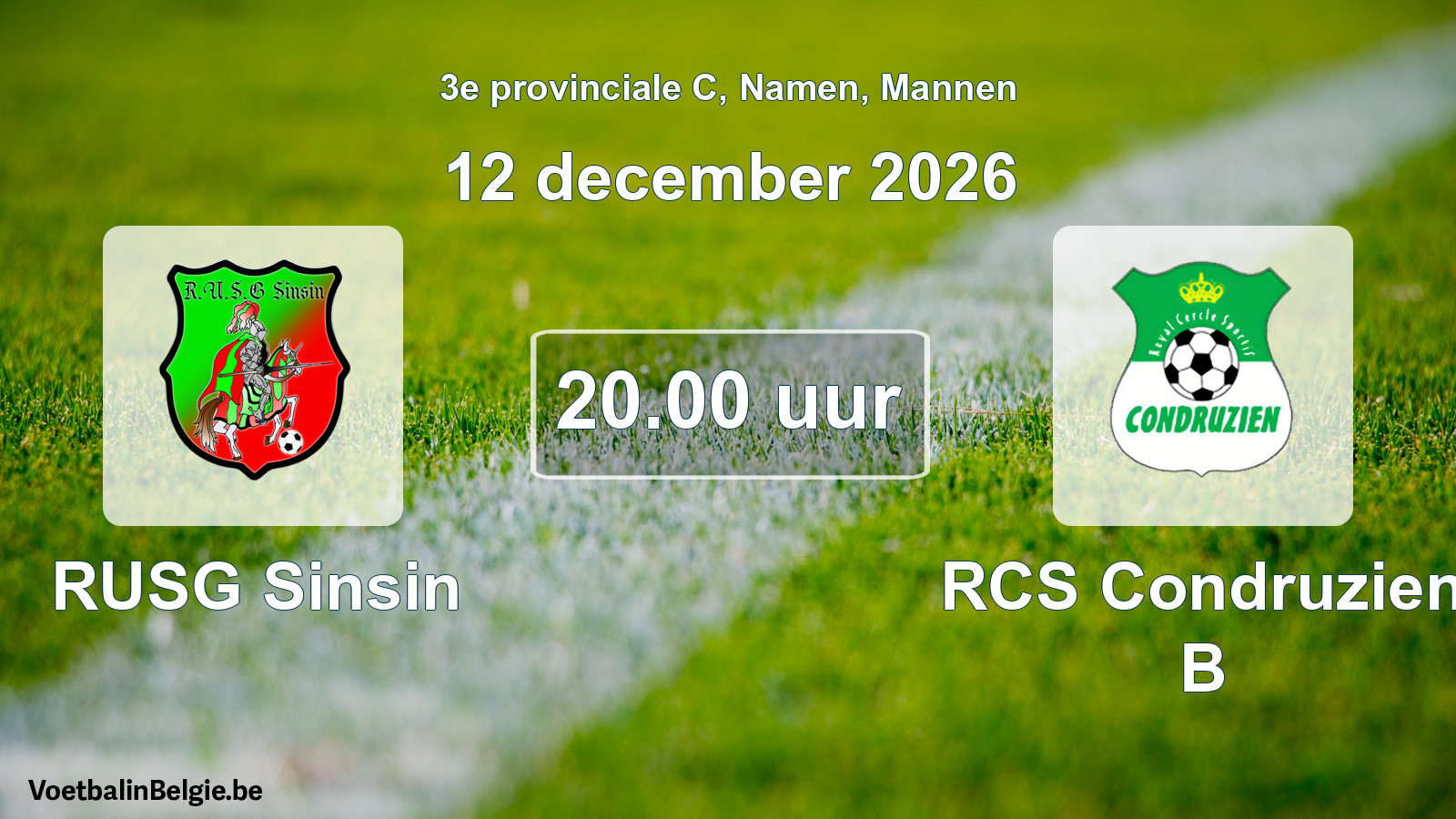 Geplande wedstrijd mannenvoetbal: RUSG Sinsin - RCS Condruzien B (12 december 2026)