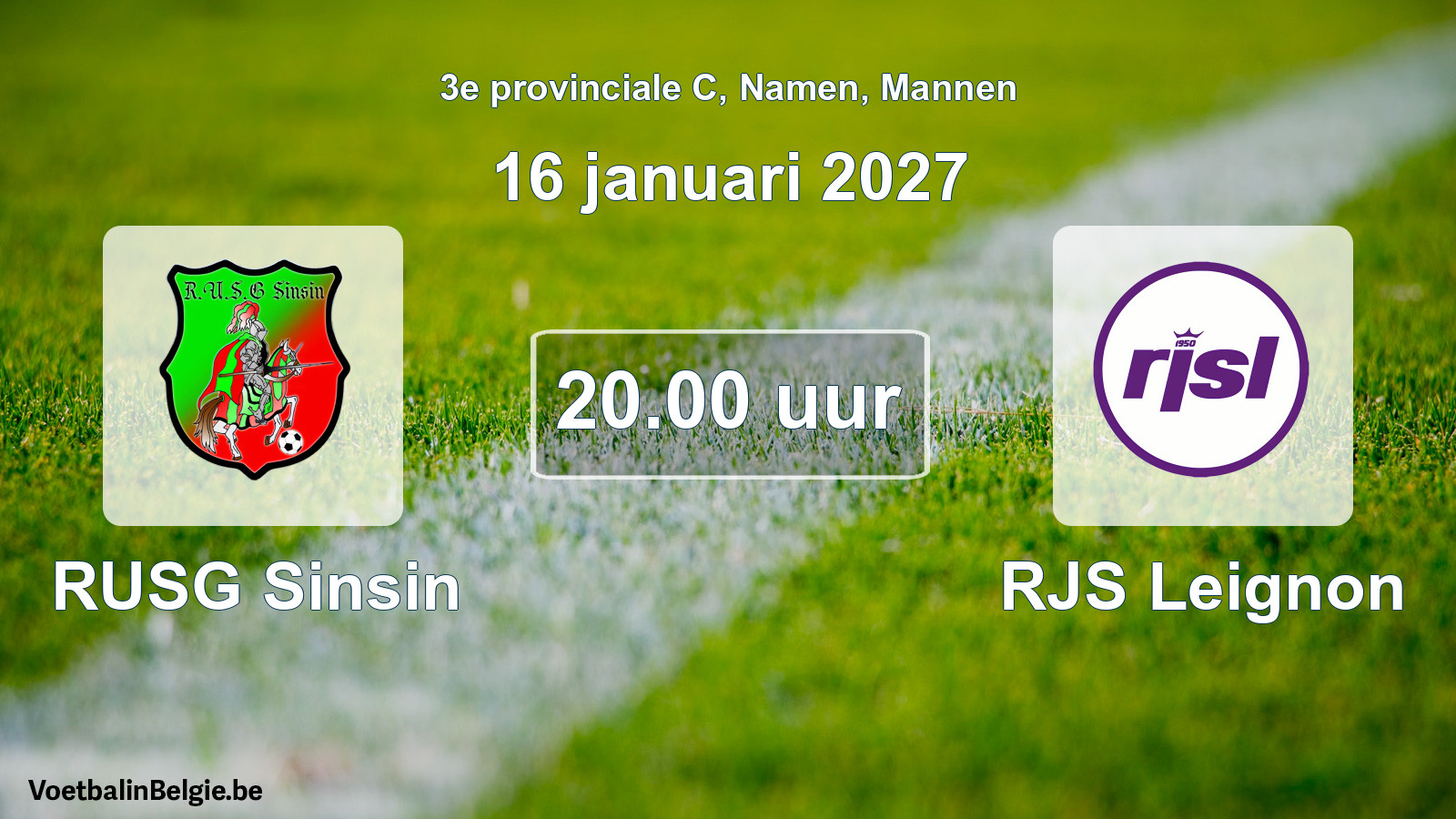 Geplande wedstrijd mannenvoetbal: RUSG Sinsin - RJS Leignon (16 januari 2027)