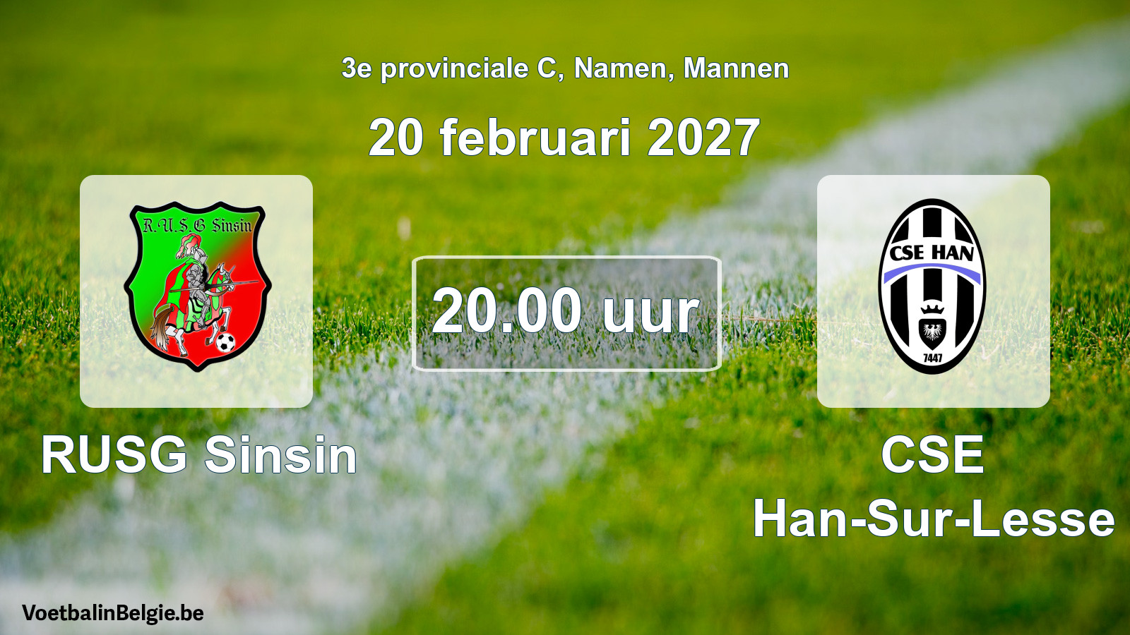 Geplande wedstrijd mannenvoetbal: RUSG Sinsin - CSE Han-Sur-Lesse (20 februari 2027)