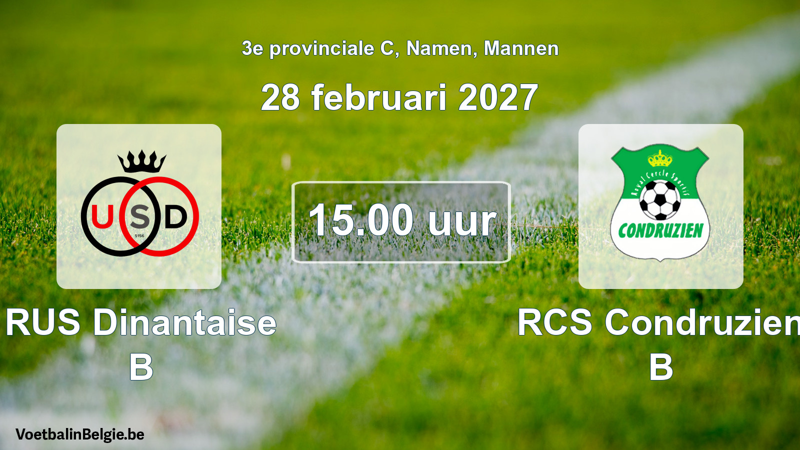 Geplande wedstrijd mannenvoetbal: RUS Dinantaise B - RCS Condruzien B (28 februari 2027)