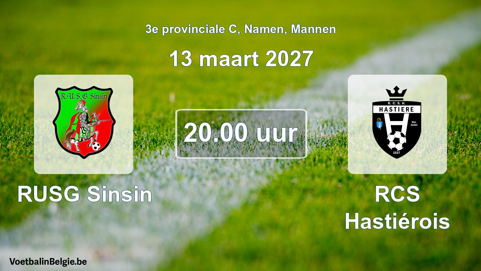 Geplande wedstrijd mannenvoetbal: RUSG Sinsin - RCS Hastiérois (13 maart 2027)
