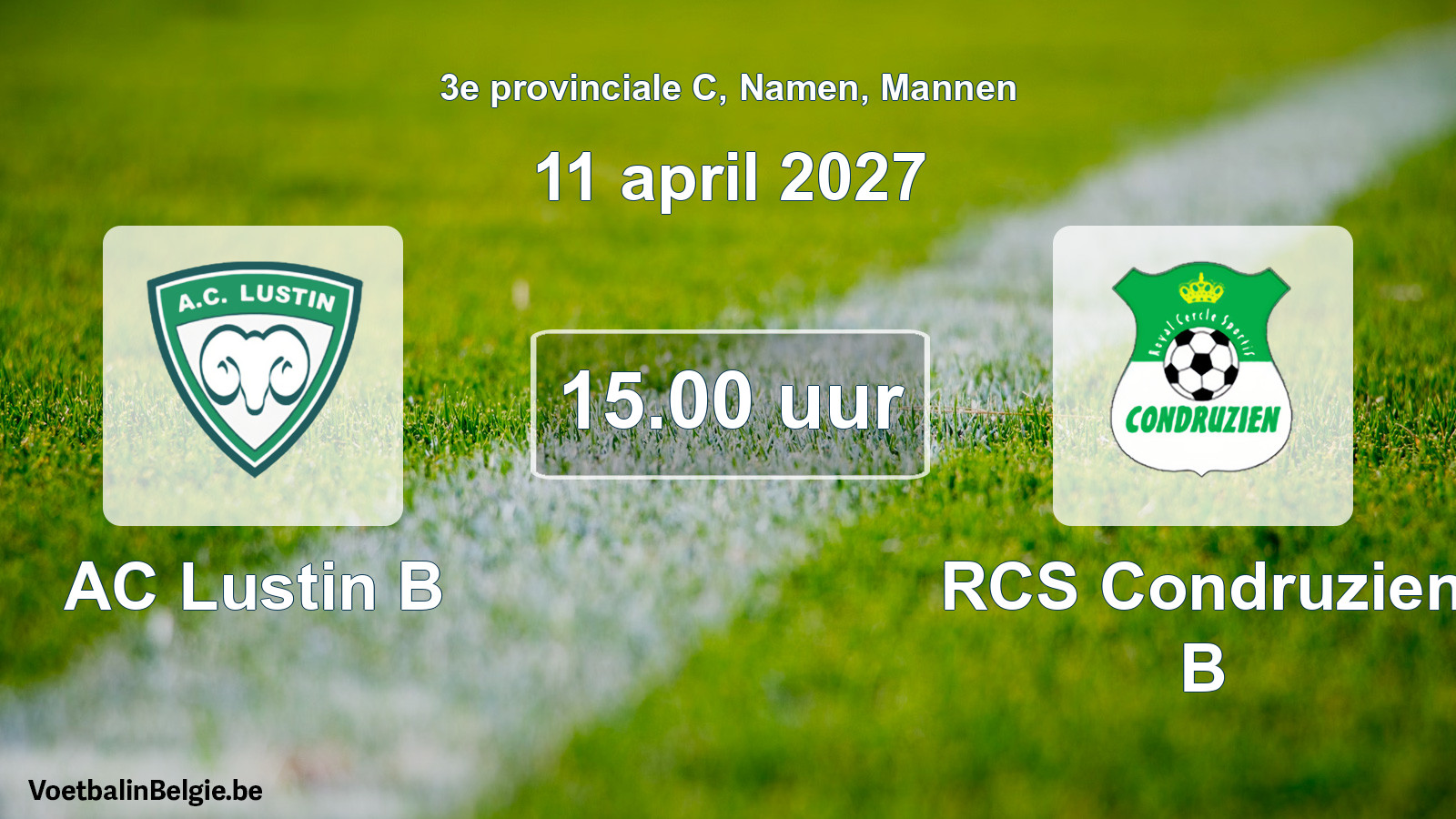 Geplande wedstrijd mannenvoetbal: AC Lustin B - RCS Condruzien B (11 april 2027)