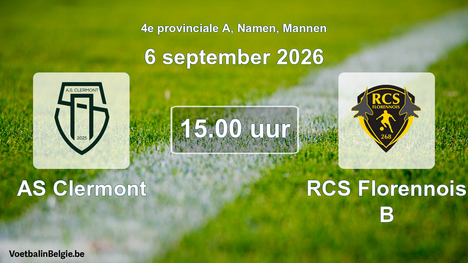 Geplande wedstrijd mannenvoetbal: AS Clermont - RCS Florennois B (6 september 2026)