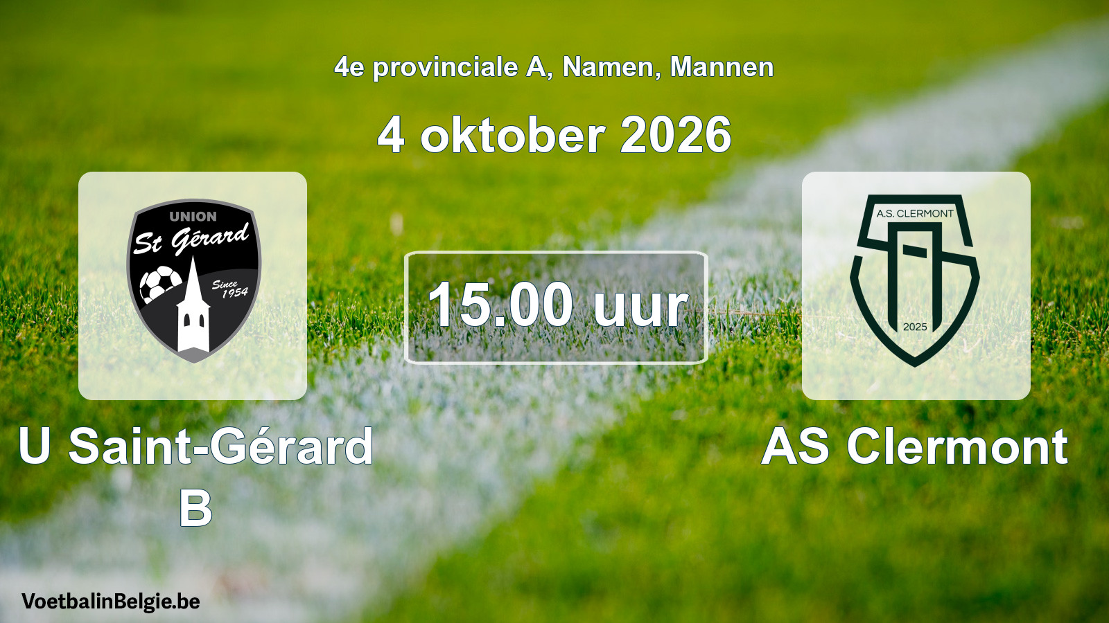 Geplande wedstrijd mannenvoetbal: U Saint-Gérard B - AS Clermont (4 oktober 2026)