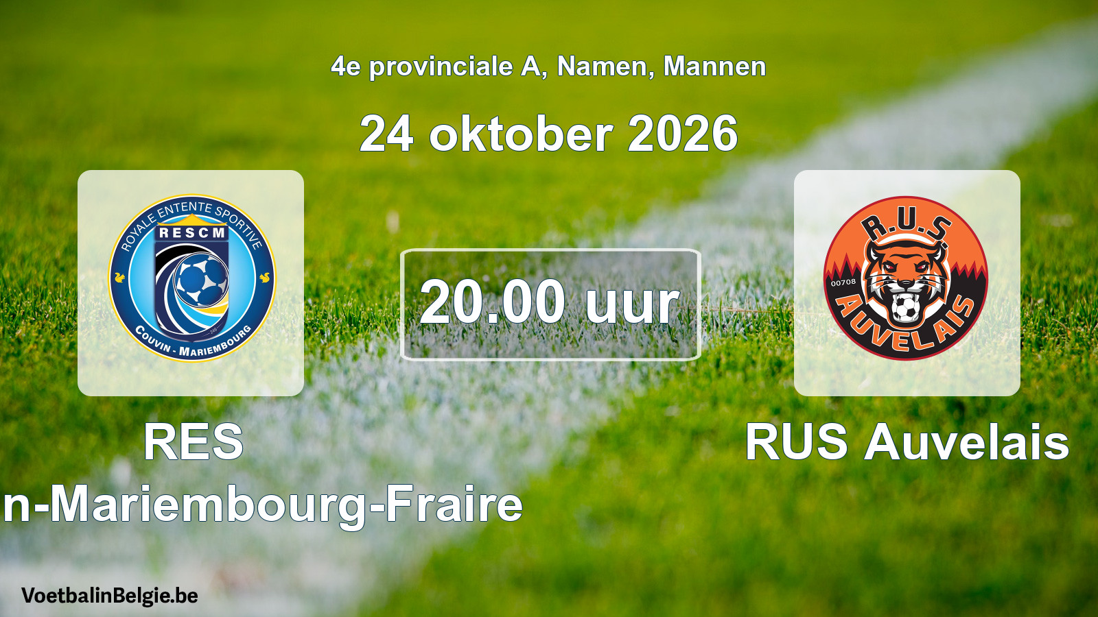 Geplande wedstrijd mannenvoetbal: RES Couvin-Mariembourg-Fraire - RUS Auvelais (24 oktober 2026)