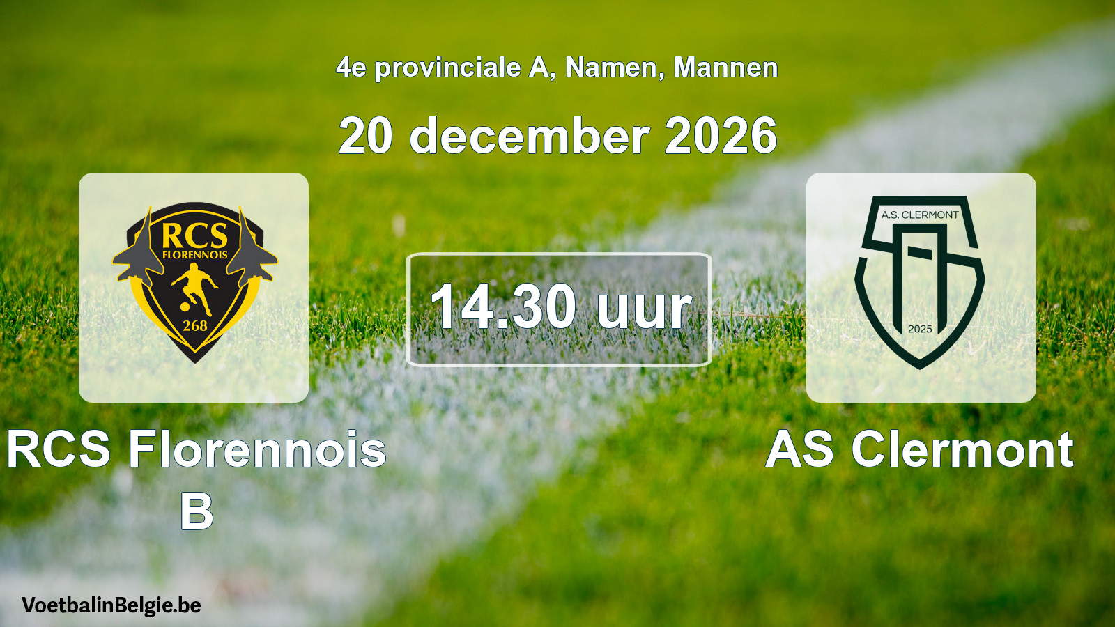 Geplande wedstrijd mannenvoetbal: RCS Florennois B - AS Clermont (20 december 2026)