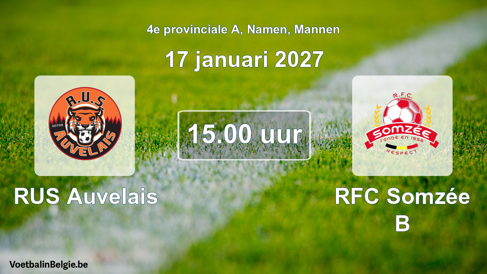 Geplande wedstrijd mannenvoetbal: RUS Auvelais - RFC Somzée B (17 januari 2027)