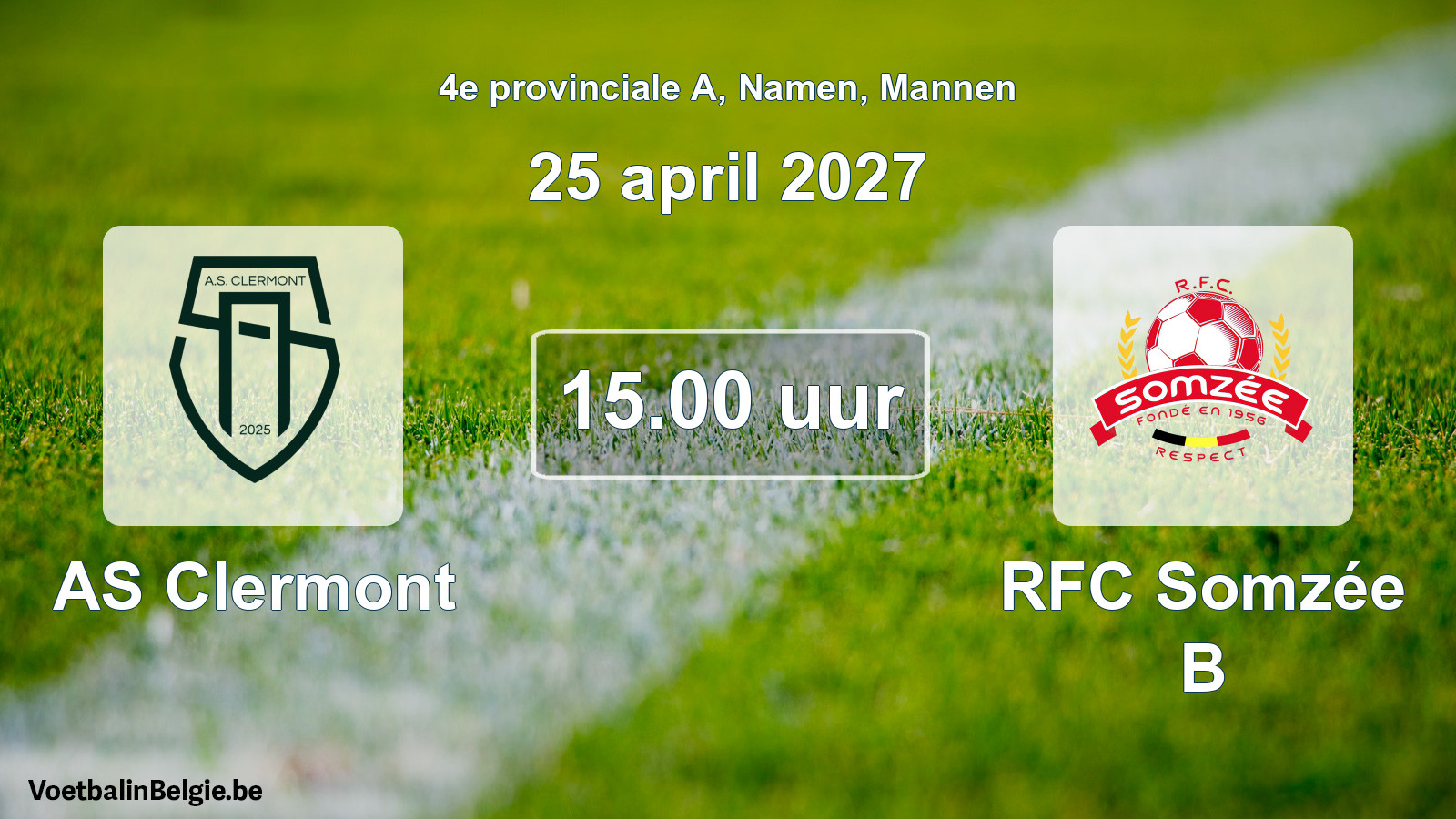 Geplande wedstrijd mannenvoetbal: AS Clermont - RFC Somzée B (25 april 2027)