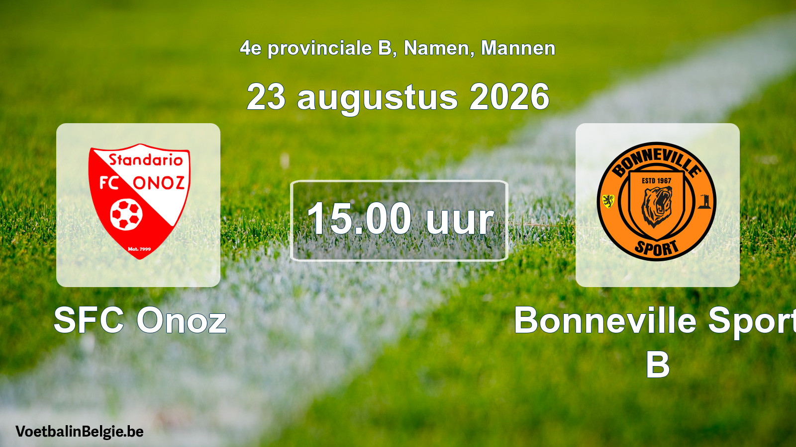 Geplande wedstrijd mannenvoetbal: SFC Onoz - Bonneville Sport B (23 augustus 2026)