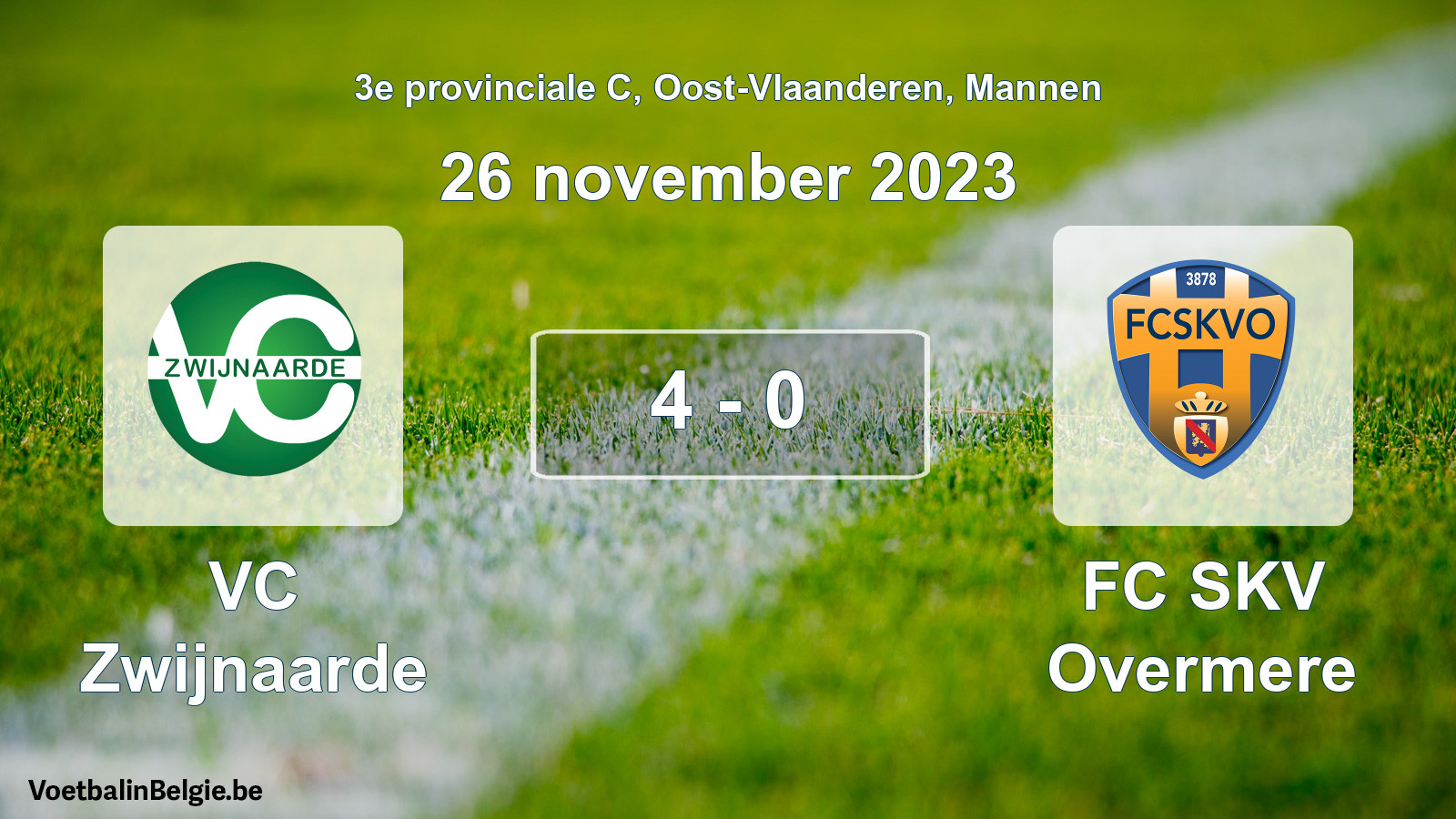 Gespeelde wedstrijd mannenvoetbal: VC Zwijnaarde - FC SKV Overmere 4 - 0 (26 november 2023)