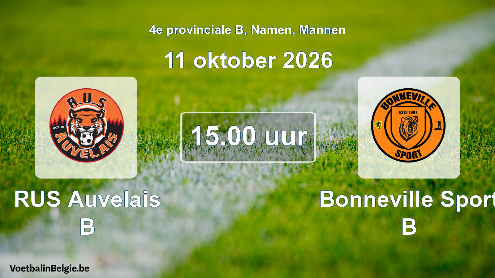 Geplande wedstrijd mannenvoetbal: RUS Auvelais B - Bonneville Sport B (11 oktober 2026)