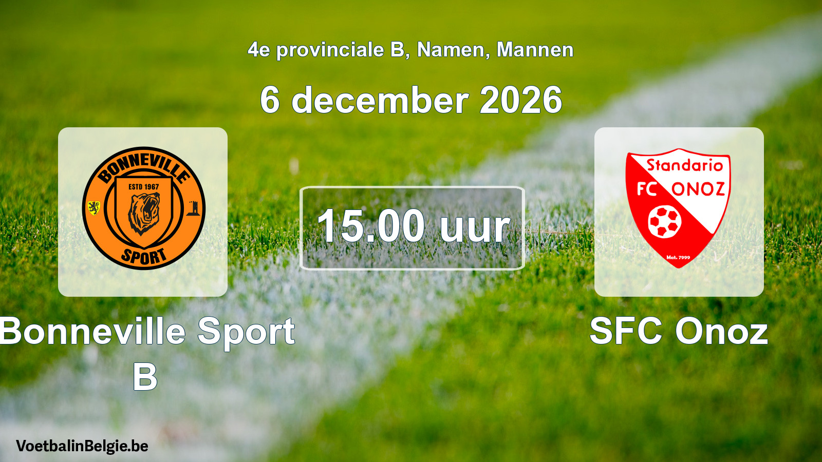 Geplande wedstrijd mannenvoetbal: Bonneville Sport B - SFC Onoz (6 december 2026)